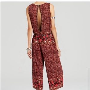 Free People RED FLORAL CULOTTES Jumpsuit XS